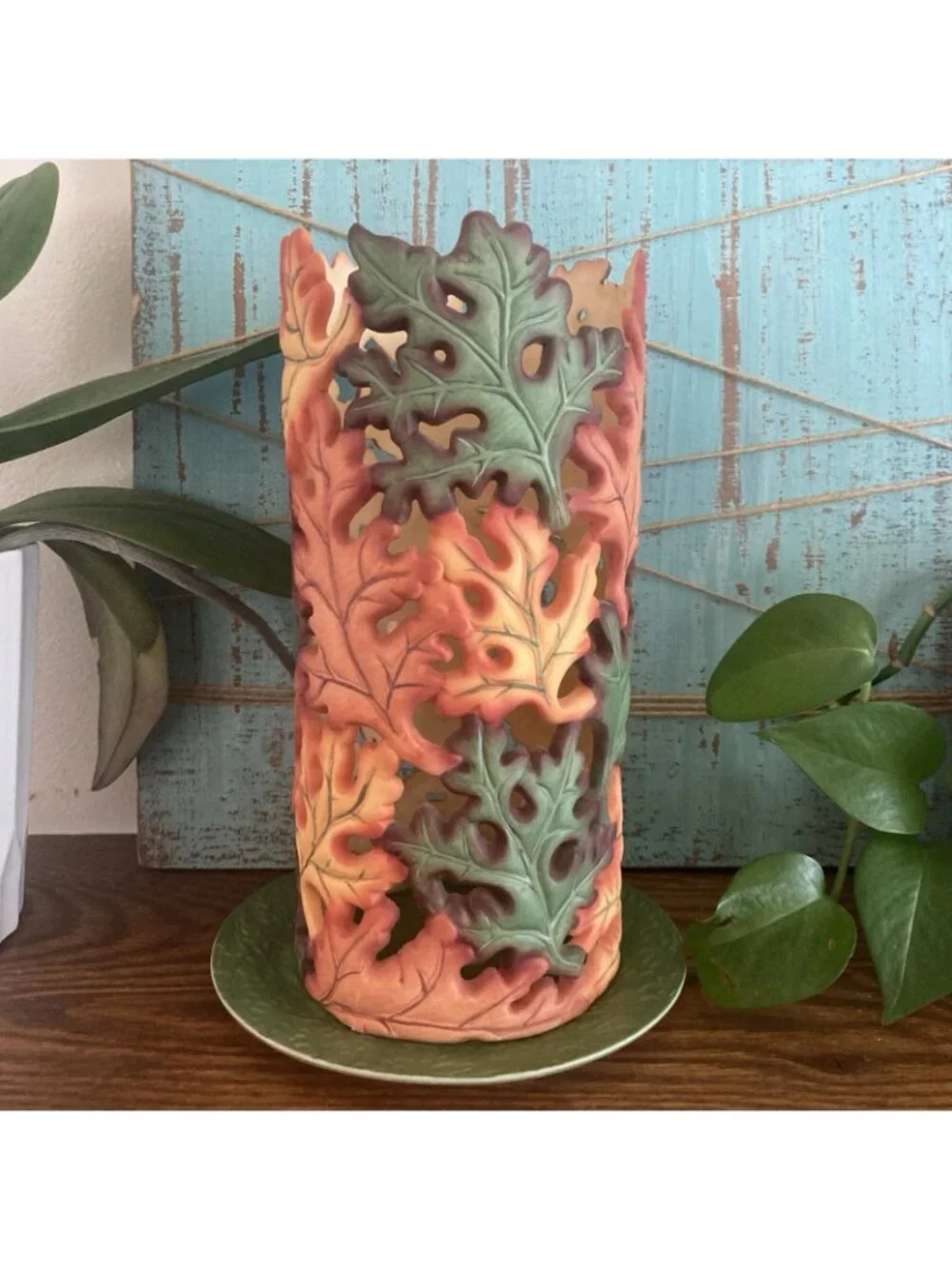 PartyLite Whispering Leaves Lantern P9430 Fall Halloween Thanksgiving Decor
